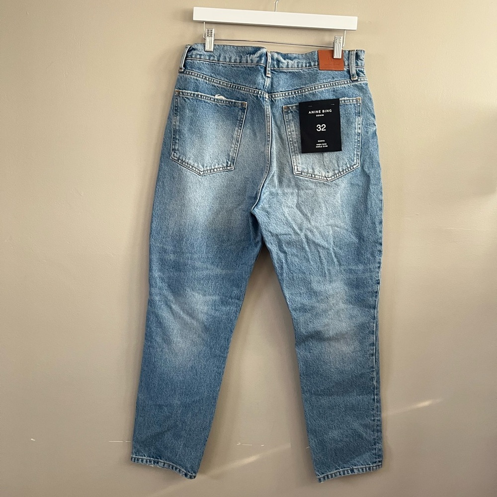 NWT Anine Bing Jeans  Sonya high rise ankle‎ slim- blue reservoir Size 32 - Picture 3 of 10